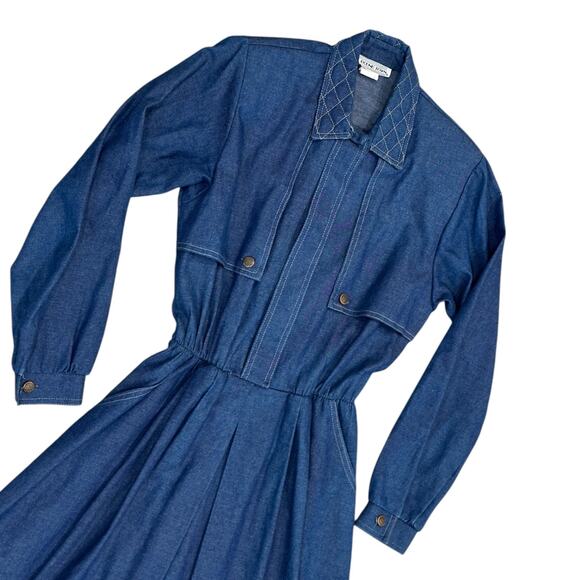 Vintage 70s Around Town Denim Midi Dress - Picture 8 of 10